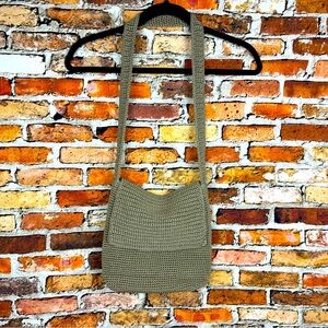 90’s/Boho Knit Shoulder Bag in Beige